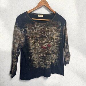 Vintage Chocolate rhinestone bling Graphic Shirt y2k glam XL